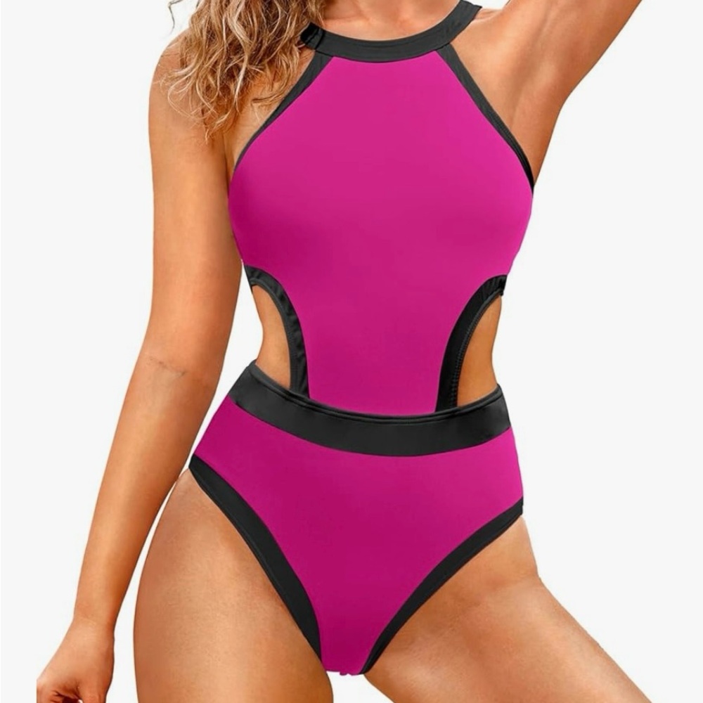 Holipick Women's One Piece Swimsuit Cutout High Neck